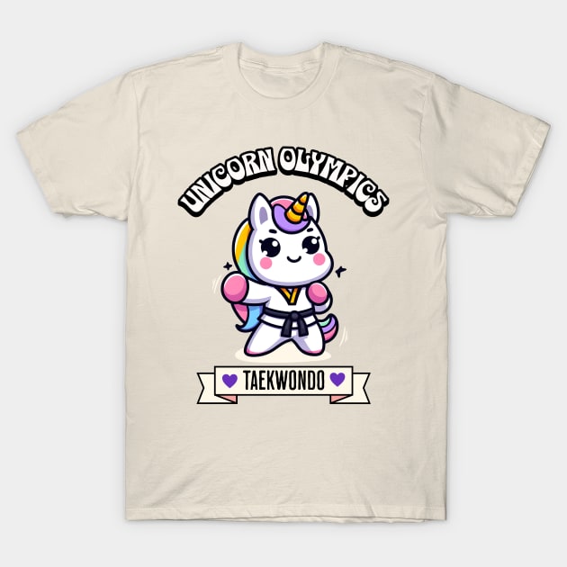 Taekwondo Unicorn Olympics 🥋🦄 - Kickin' It Cute! T-Shirt by Pink & Pretty